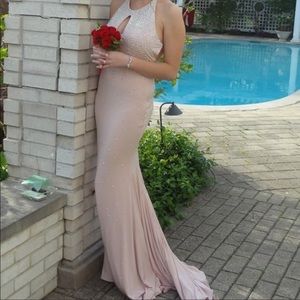 Jovani 90640 blush keyhole formal dress